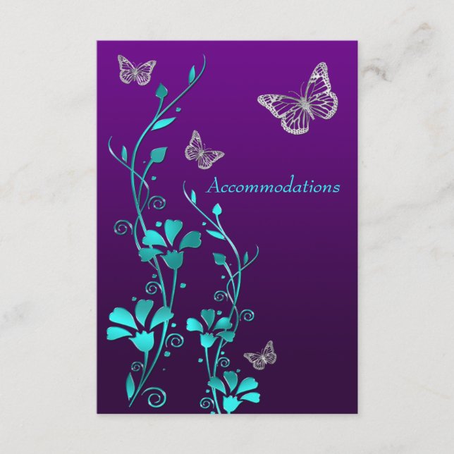 Purple Teal Silver Floral, Butterflies Enclosure 2 (Front)