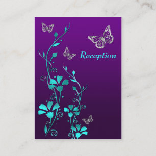 Purple, Teal, Silver Floral Butterflies Enclosure Card