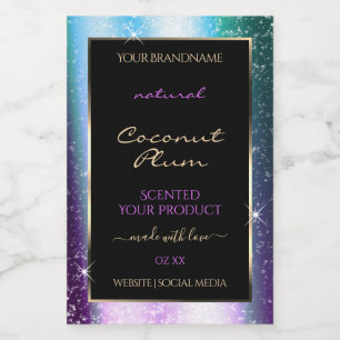 Purple Teal Sparkle Glitter Frame Product Label