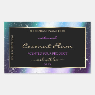 Purple Teal Sparkle Glitter Frame Product Label