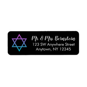 Purple Teal Star of David Return Address Label