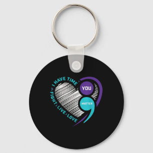 Purple Teal Suicide Awareness Shirts Semi Colon Yo Key Ring