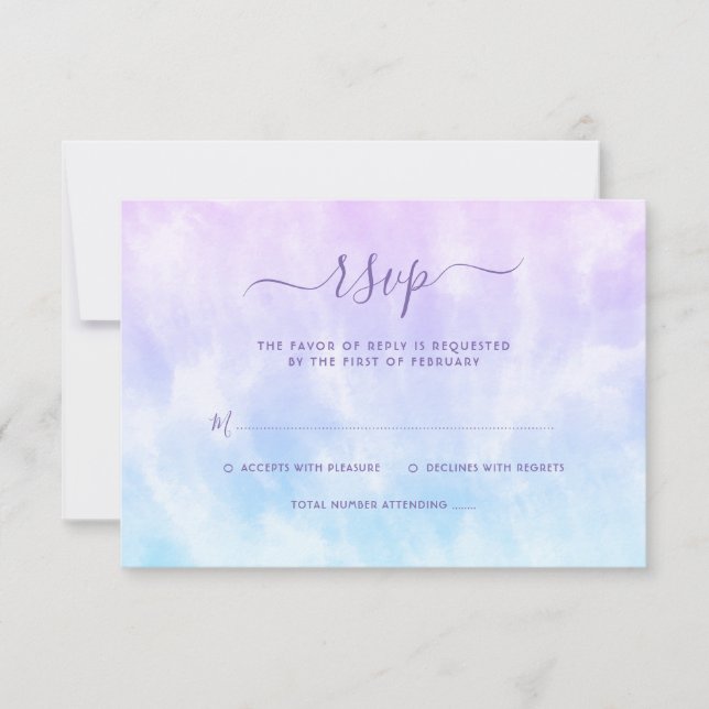 Purple Teal Tie Dye Bat Mitzvah RSVP Card (Front)