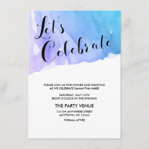 Purple Teal Watercolor Bat Mitzvah Reception Invitation