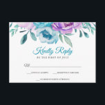 Purple Teal Watercolor Floral Bat Mitzvah RSVP<br><div class="desc">Beautiful watercolor floral RSVP response card.</div>
