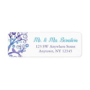 Purple Teal Watercolor Tree of Life Return Address Label