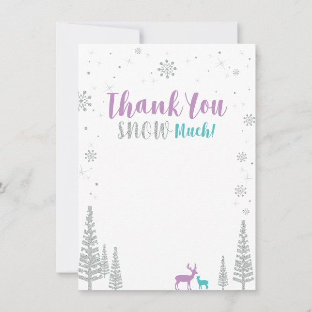 Purple & Teal Winter Wonderland Thank You Card (Front)