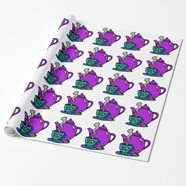 Purple Teapot  Wrapping Paper (Unrolled)