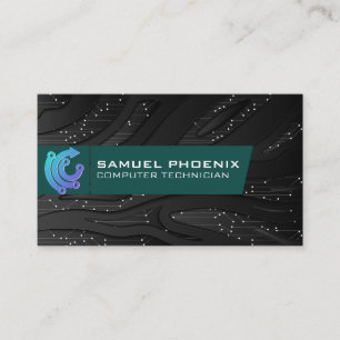 Purple Tech Logo Technology Background Business Card