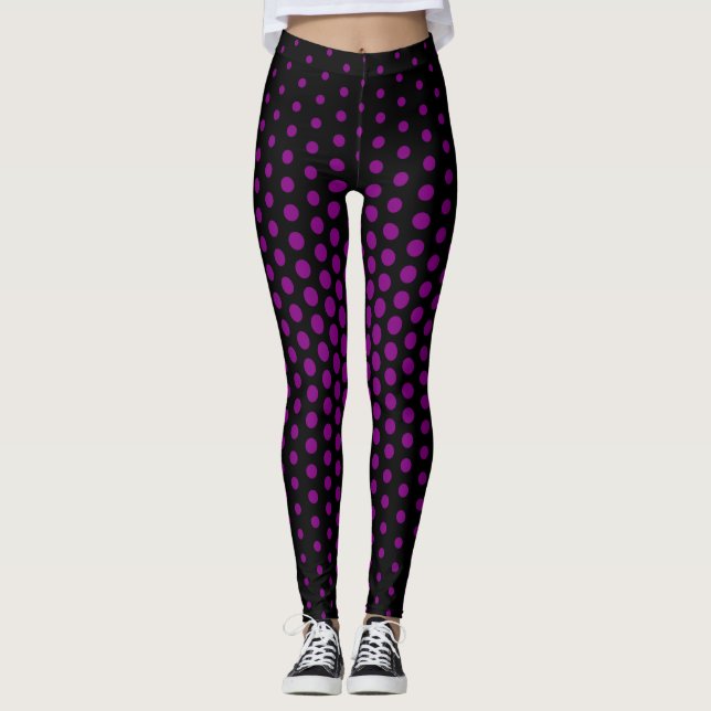 Purple Techno Dot Pattern Leggings (Front)