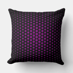 Purple Techno Dots Modern Black Cushion