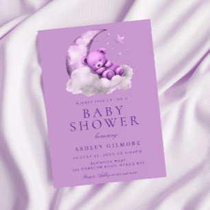 Purple Teddy Bear Lavender Baby Shower Invitation