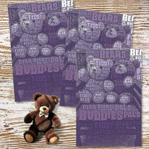 Purple Teddy Bears Best Friends Typography Tissue Paper