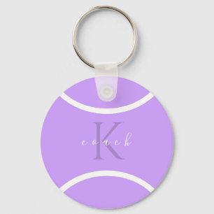 Purple Tennis Ball & Initial Monogrammed Coach     Key Ring