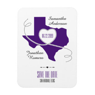 Purple Texas Curling Ribbon Save the Date Magnet