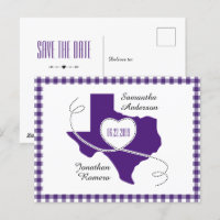 Purple Texas Curling Ribbon Save the Date