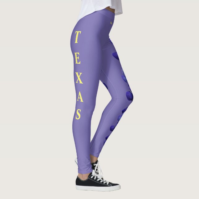 Purple Texas State Flower Blue Bonnet Leggings (Right)