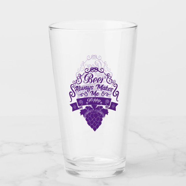 Purple Text Beer Always Makes Me Happy Beer Glass (Front)