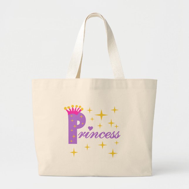Purple Text Princess Large Tote Bag (Front)