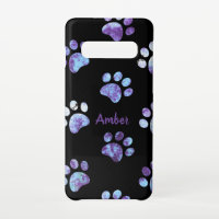 Purple Textured Paw Print Pattern Personalised
