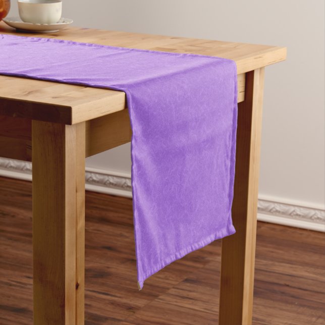 Purple textured surface with swirling pattern short table runner (In Situ)