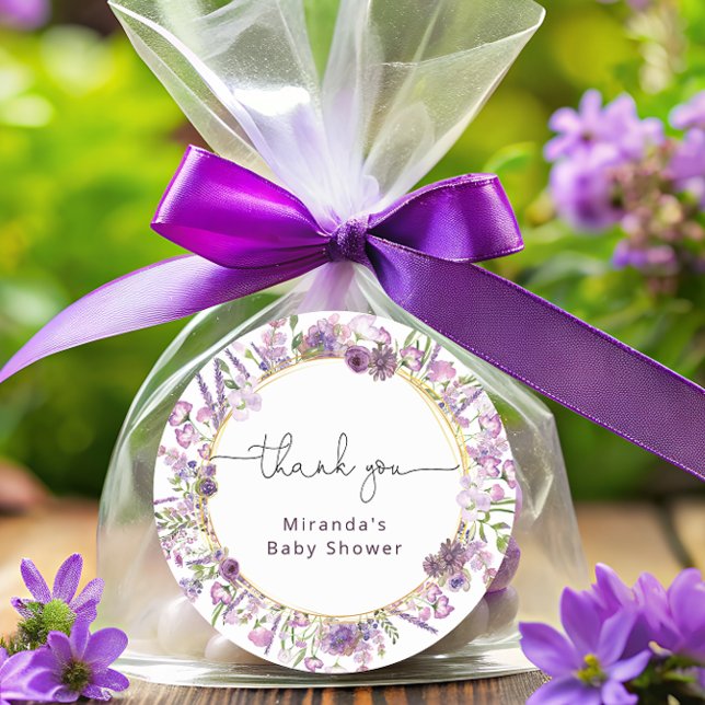 Purple Thank You Classic Round Sticker (Creator Uploaded)