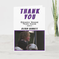 Purple Thank you Coach Card with Photo