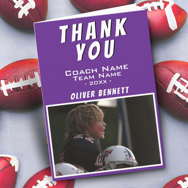 Purple Thank you Coach Card with Photo (Creator Uploaded)