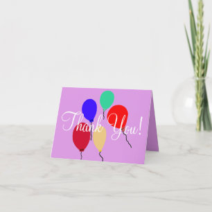 Purple Thank You Flying Birthday Balloons Card