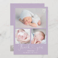 Purple thank you script heart 4 photos baby birth
