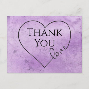 Purple Thank You Watercolor Wedding Vintage Bridal Postcard