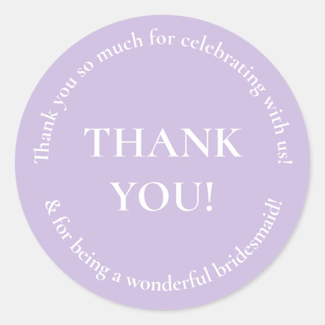 Purple Thank You Wedding Favour Sticker (Front)