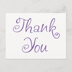 Purple Thank You - Wedding, Party, Bridal Shower Postcard