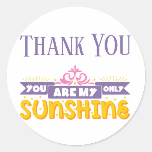 Purple Thank You You Are My Sunshine Wedding Classic Round Sticker