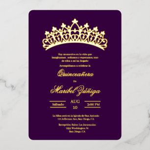 Purple theme Quinceanera Foil Invitation