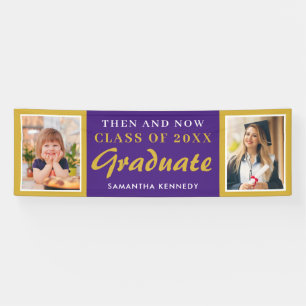 Purple Then & Now Class of 2026 Graduation Photo Banner