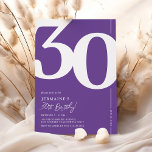 Purple Thirty 30th Birthday Party Invitation<br><div class="desc">Trendy purple 30th birthday party invitations featuring the number '30' in a large bold serif font,  and a modern invite template that is easy to personalise.</div>