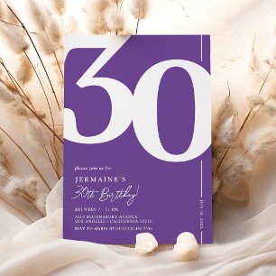 Purple Thirty 30th Birthday Party Invitation