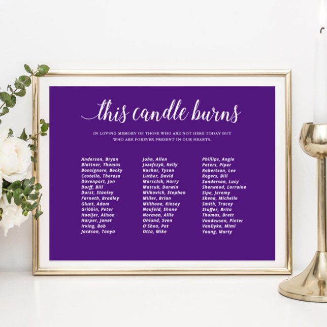 Purple This Candle Burns Class Reunion Memorial Poster (Creator Uploaded)