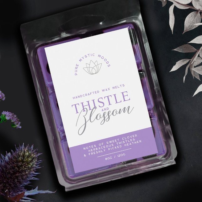 Purple thistle and blossom wax melt product labels (Creator Uploaded)