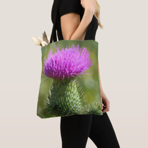 Purple Thistle Autumn Flower  Tote Bag