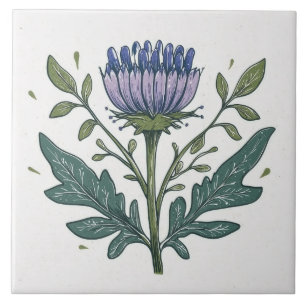 Purple Thistle Ceramic Tile