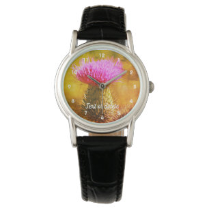 Purple Thistle Flower Abstract Personalised Watch