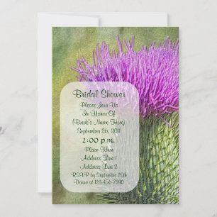 Purple Thistle Flower Art Bridal Shower  Invitation