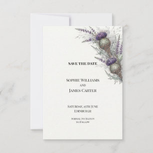 Purple Thistle Heather Scottish Save The Date
