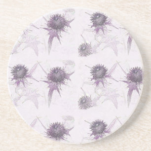 Purple thistle nature design coaster