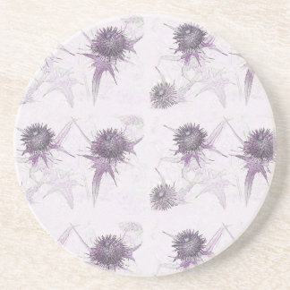Purple thistle nature design coaster