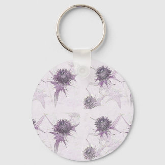 Purple thistle nature design key ring