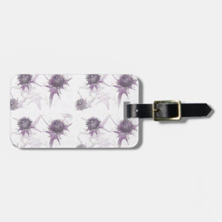 Purple thistle nature design luggage tag