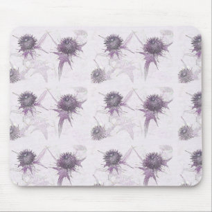 Purple thistle nature design mouse pad